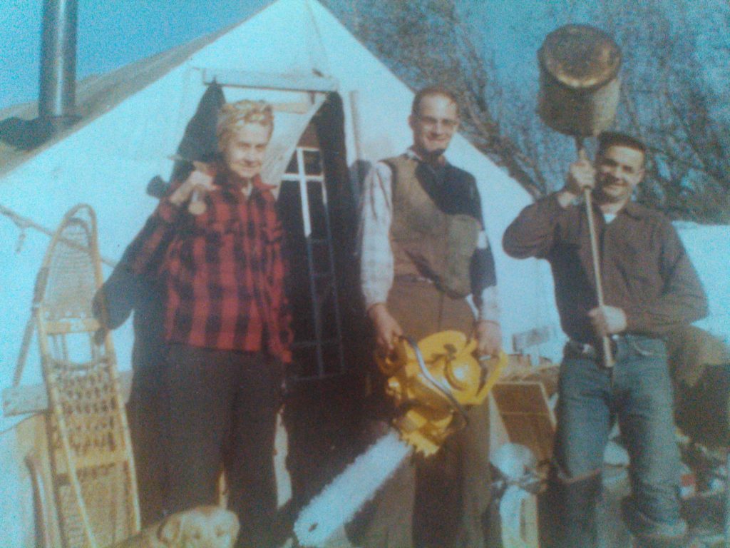 Granny, Charles and Alvin in front of the tent - photo from the Lydic Collection